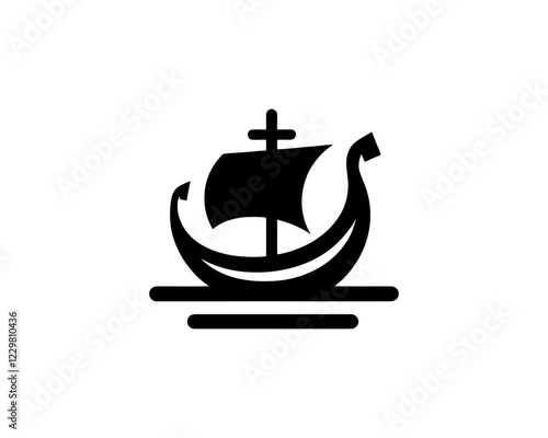 Viking Ship Logo Design Template