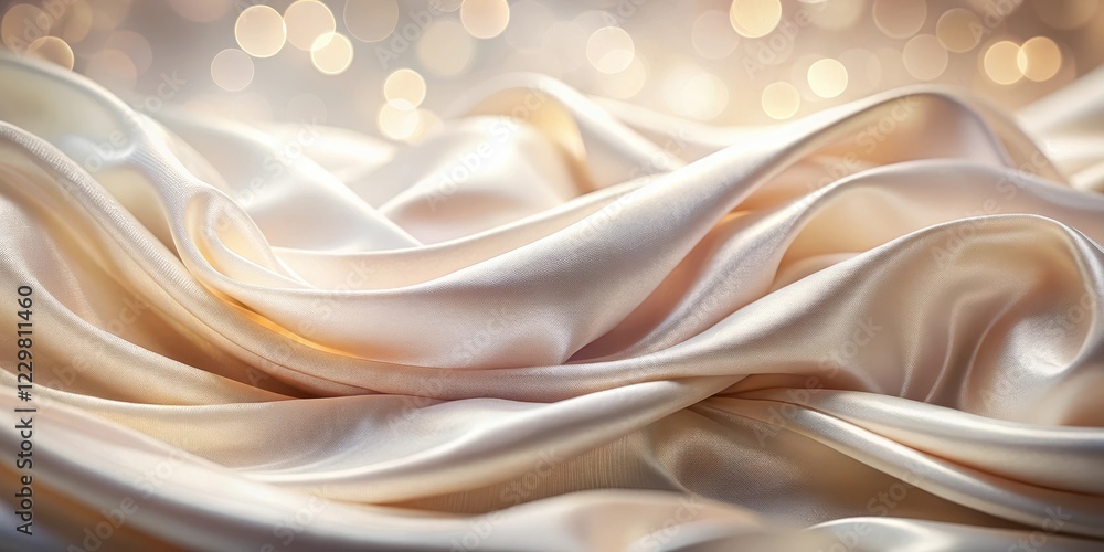 Fototapeta premium Soft focus on luxurious silk fabric with wavy folds and gentle ripples