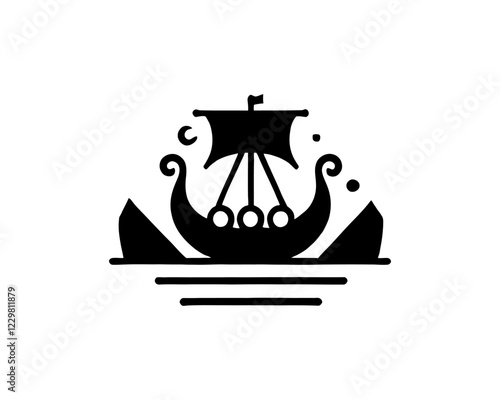 Viking Ship Logo Design Template