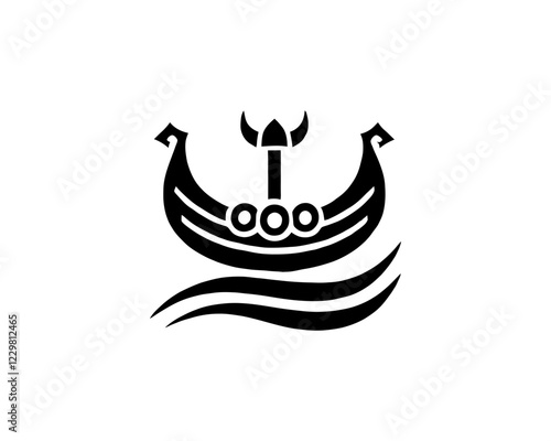 Viking Ship Logo Design Template
