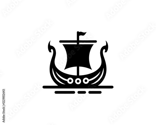 Viking Ship Logo Design Template