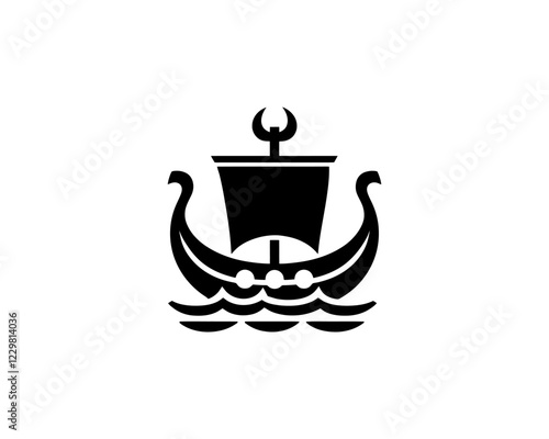 Viking Ship Logo Design Template