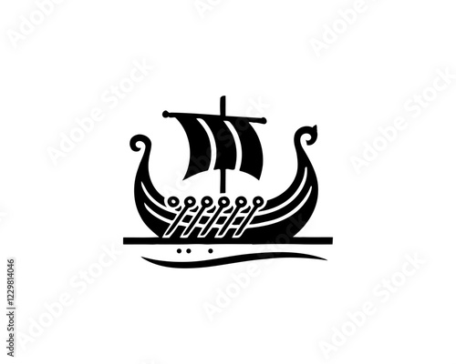 Viking Ship Logo Design Template