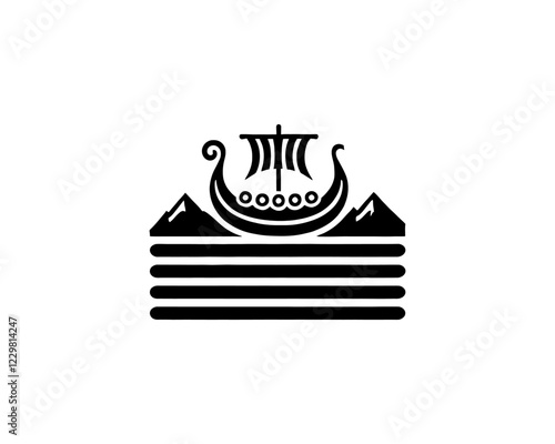 Viking Ship Logo Design Template