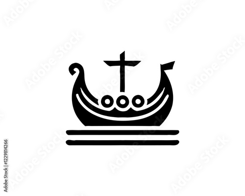 Viking Ship Logo Design Template