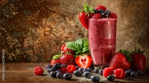 Wallpaper Mural A glass of smoothie with berries on the side Torontodigital.ca