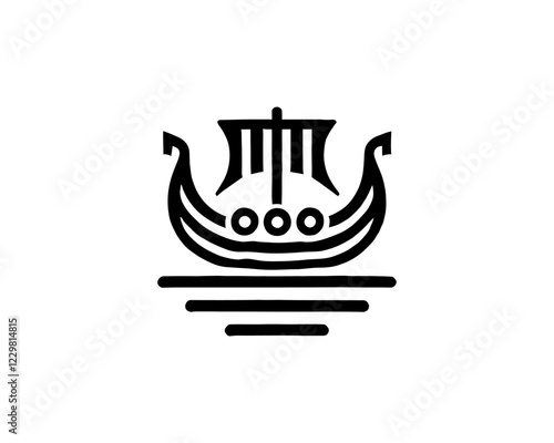 Viking Ship Logo Design Template