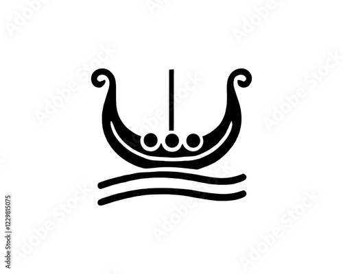 Viking Ship Logo Design Template