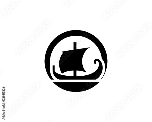 Viking Ship Logo Design Template