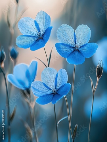 Vibrant blue flowers blooming in nature's garden close-up photography serene outdoor environment