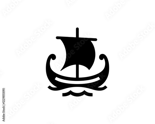 Viking Ship Logo Design Template