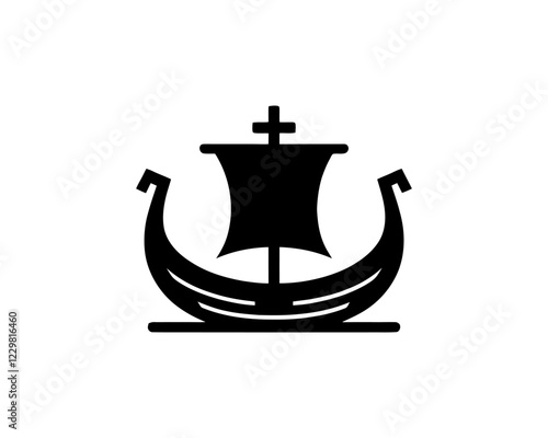 Viking Ship Logo Design Template