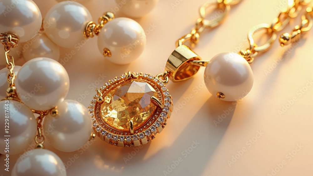 Luxurious Gold Pendant with Pearls on Delicate Chain for High-End Jewelry Marketing, Fashion Catalogs, and Upscale Branding Luxurious Gold Pendant with Pearls on Delicate Chain for High-End Jewelry Marketing, Fashion Catalogs, and Upscale Branding