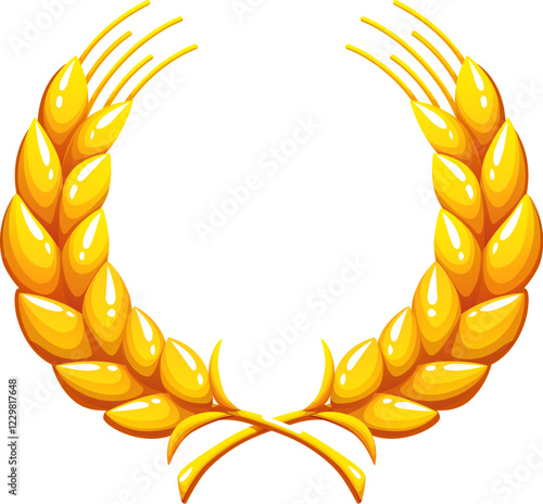 Golden laurel wreath for game asset award badge or victory trophy, vector icon. Golden laurel wreath of gold wheat spikelets for winner reward or medal prize and best emblem of heraldic royal wreath