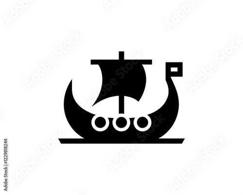 Viking Ship Logo Design Template