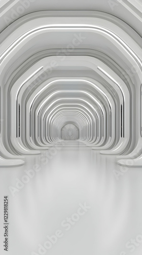 Wallpaper Mural Futuristic white corridor, architecture, depth, perspective, design Torontodigital.ca