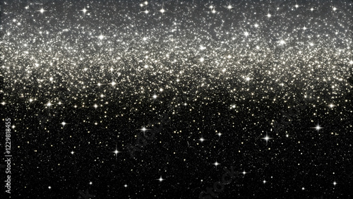 Wallpaper Mural Silver Sparkle Galaxy: A mesmerizing expanse of shimmering silver and black glitter, creating a breathtaking cosmic effect, perfect for adding a touch of celestial magic to your designs.  Torontodigital.ca