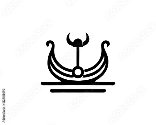 Viking Ship Logo Design Template