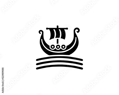 Viking Ship Logo Design Template