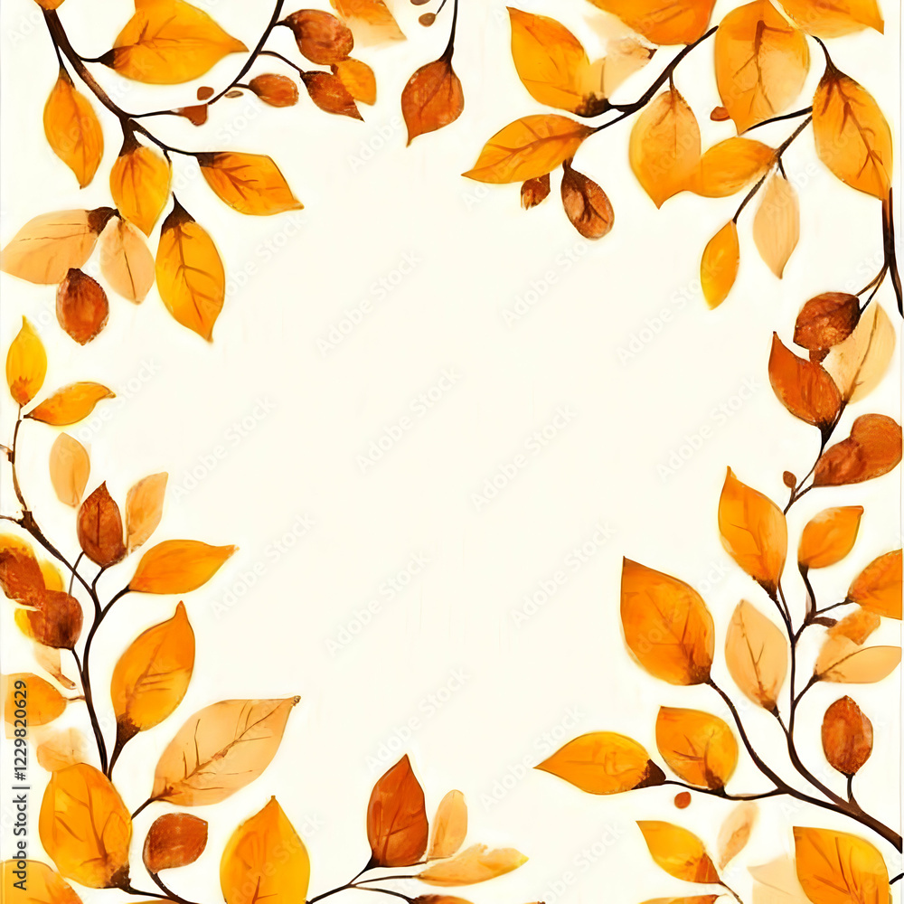 Autumn leaves frame, white background, fall design Autumn leaves frame, white background, fall design