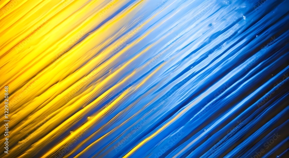 Obraz premium Vibrant frosted glass with streaks of electric blue and bright yellow, resembling a stormy sky, AI Generated