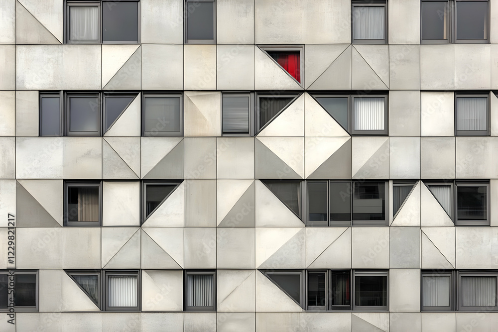 Geometric building facade, urban scene Geometric building facade, urban scene