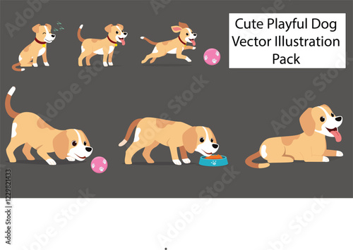 Cute Playful Dog Vector Illustration Pack Joyful and energetic dog illustrations.