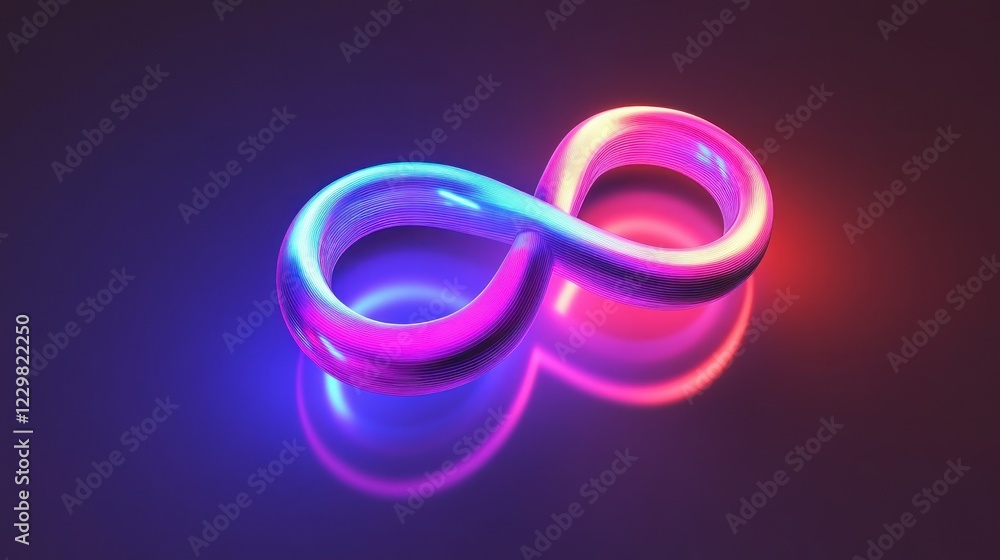Neon Infinity Symbol: Glowing Abstract Art Neon Infinity Symbol: Glowing Abstract Art