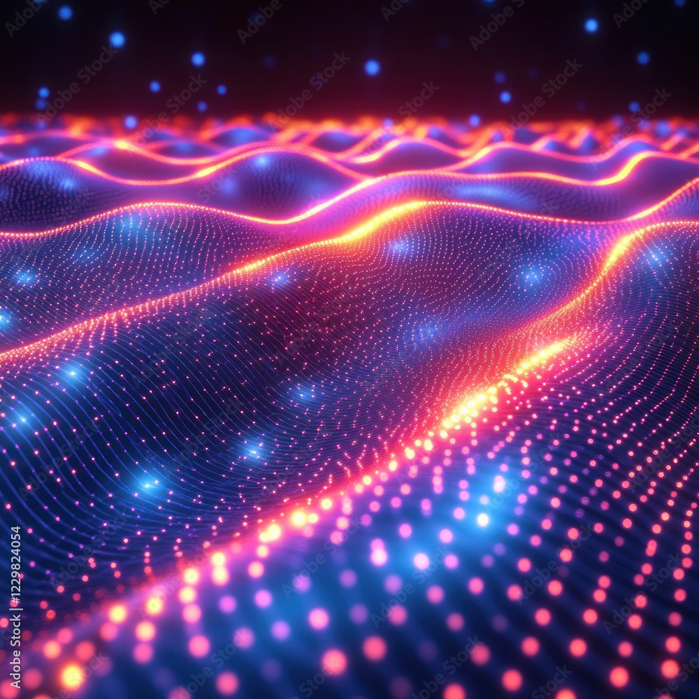 Vibrant glowing waves digital landscape Vibrant glowing waves digital landscape