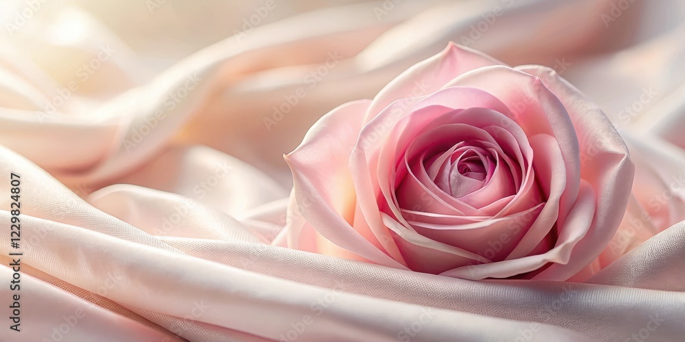 Softly glowing pink rose petals unfolding on a luxurious soft silk background with subtle texture and gentle folds , elegance, soft silk Softly glowing pink rose petals unfolding on a luxurious soft silk background with subtle texture and gentle folds , elegance, soft silk