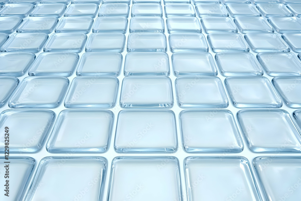 Naklejka premium Blue glass tiles, perspective floor