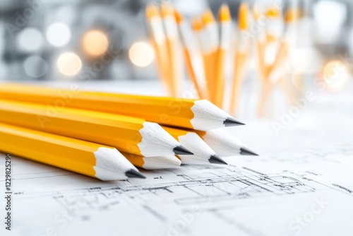 A clean design of a blueprint outline, showing only basic shapes and measurements, symbolizing a preliminary design phase