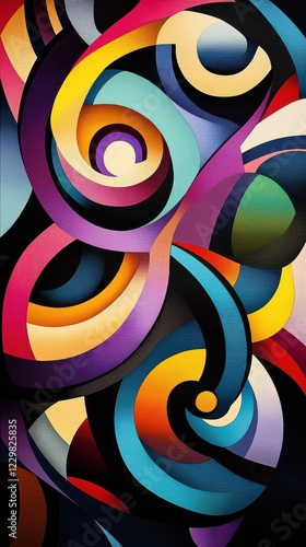 Wallpaper Mural Vibrant Abstract Design Featuring Intersecting Arches and Curves in a Retro Art Deco Style  Torontodigital.ca