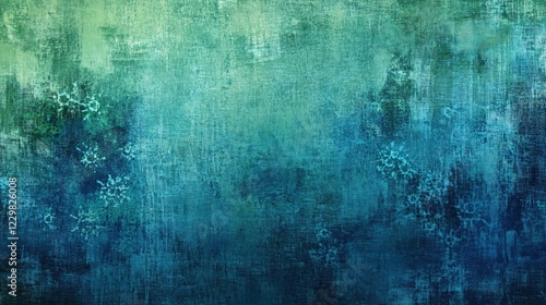 Textured blue green background with subtle snowflake pattern for winter holiday design