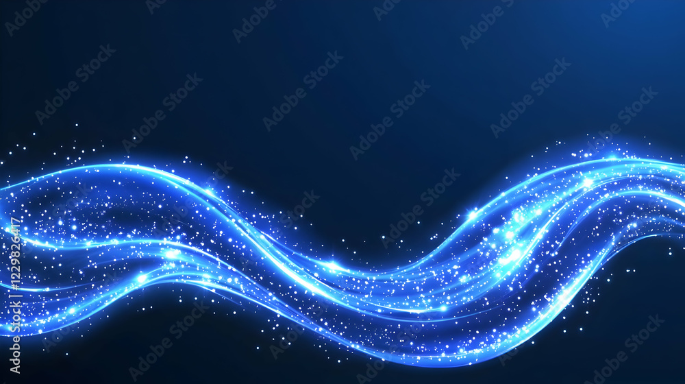 Glowing blue wave, dark background, energy Glowing blue wave, dark background, energy