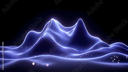 Glowing blue digital landscape, abstract background