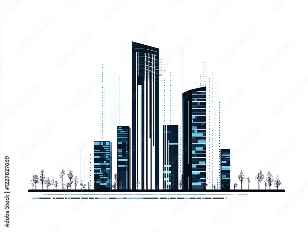 Fototapeta premium Modern cityscape architectural marvels urban landscape digital artwork futuristic perspective