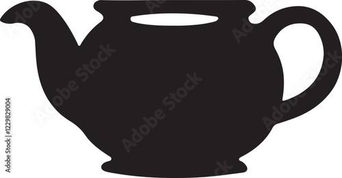 Tea pot icon silhouette vector with white background