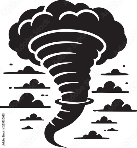 cyclone icon silhouette vector with white background