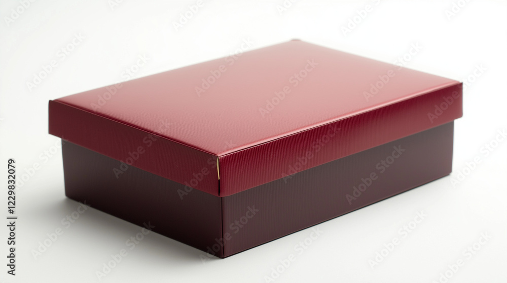 Red shoe box on white background with copy space. Perfect for retail packaging, footwear marketing, and product presentation. Red shoe box on white background with copy space. Perfect for retail packaging, footwear marketing, and product presentation.
