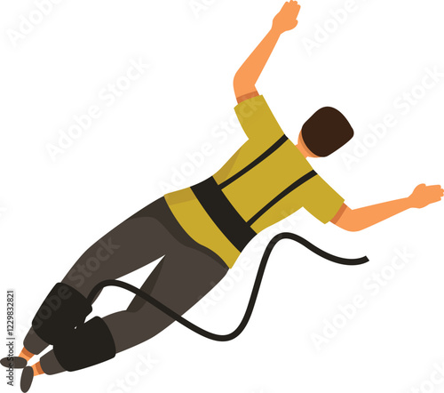 Man falling through the air while bungee jumping, experiencing an extreme sport from a unique perspective