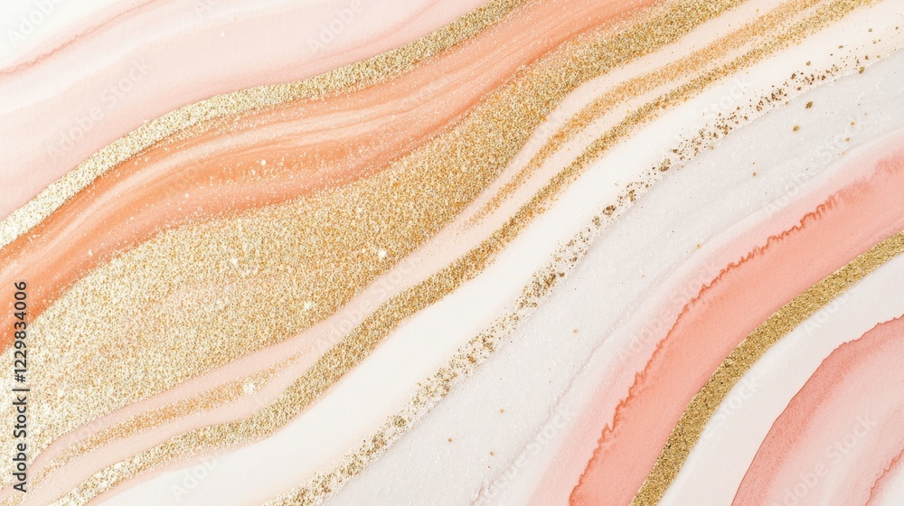 Obraz premium A gold and pink swirl with glittery gold and white