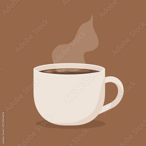 coffee in white cup with hot steam icon - vector illustration