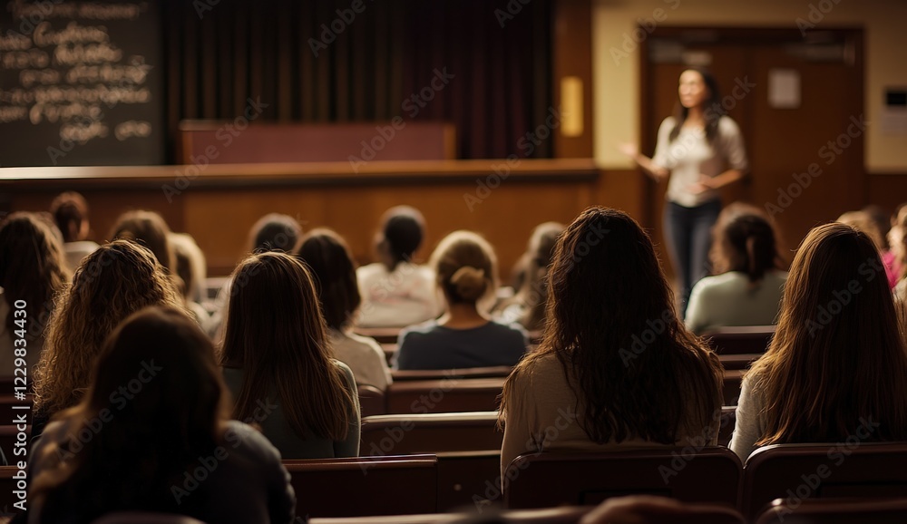 Students are sitting in front of a blackboard in a classroom Students are sitting in front of a blackboard in a classroom