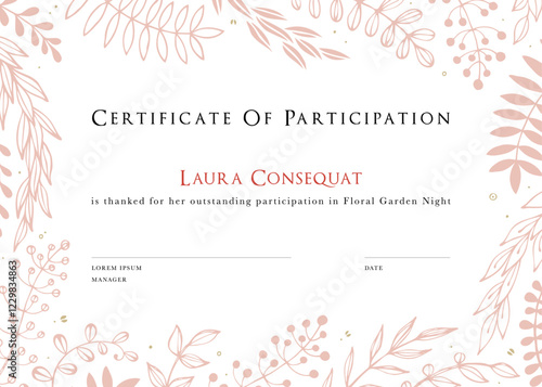 Award certificate template. Ornate floral design. Good for greeting cards, wedding invitations, flyer, poster, cover, banner, advertising.
