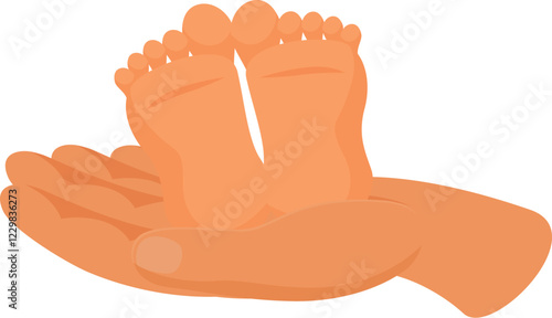 Small baby feet held gently in large adult hands, symbolizing parental love, care, and protection
