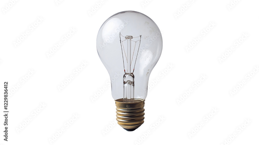 Clear Glass Lightbulb with Brass Screw Base on Black Background Clear Glass Lightbulb with Brass Screw Base on Black Background