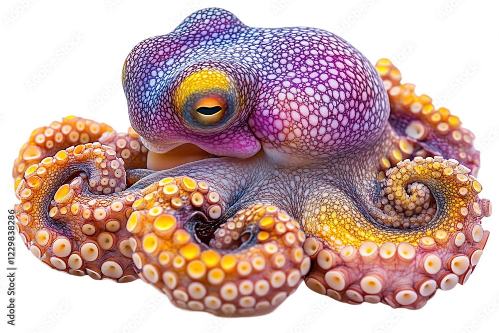 Close Up Of A Colorful Octopus With Speckled Skin On Black Backg Close Up Of A Colorful Octopus With Speckled Skin On Black Backg