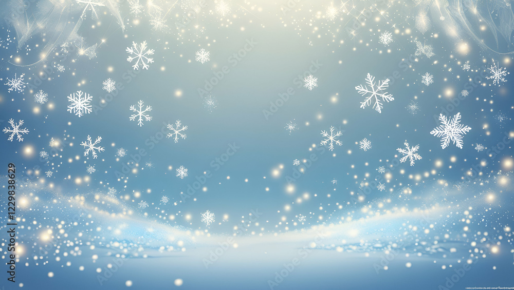 A cool, icy-blue frosty background with snowflakes and glowing particles. A cool, icy-blue frosty background with snowflakes and glowing particles.