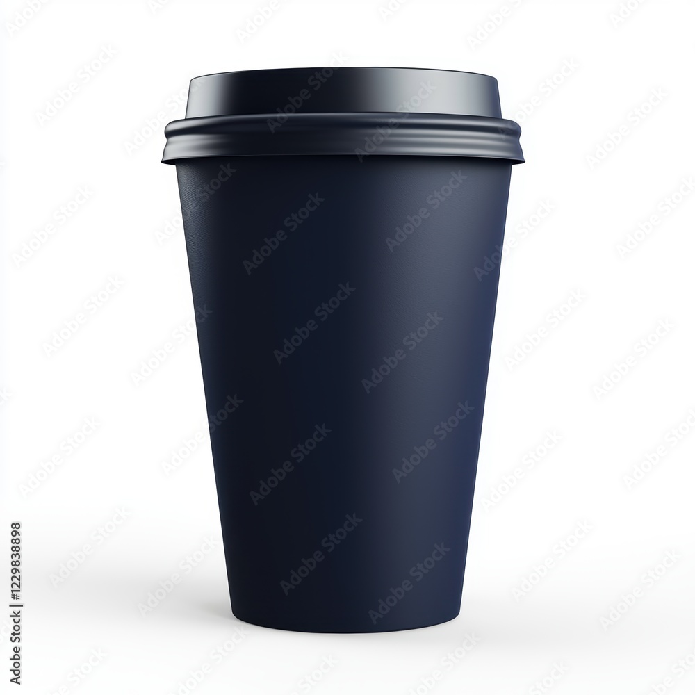 coffee cup mockup in deep navy blue with a bold matte finish and a customizable logo area, isolated on a bright white background coffee cup mockup in deep navy blue with a bold matte finish and a customizable logo area, isolated on a bright white background